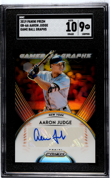 2019 Panini Prizm Aaron Judge Autograph Game Ball Graphs SGC 9