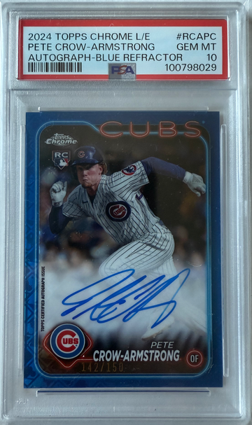 2024 Topps Chrome Logofractor Edition MLB Refractor Pete Crow-Armstrong Chrome Autographs-Blue Refractor 142/150