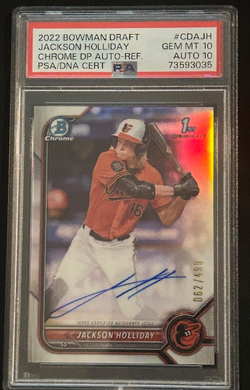 2022 Bowman Draft Chrome Jackson Holliday Refractor /499 PSA 10 Auto 10