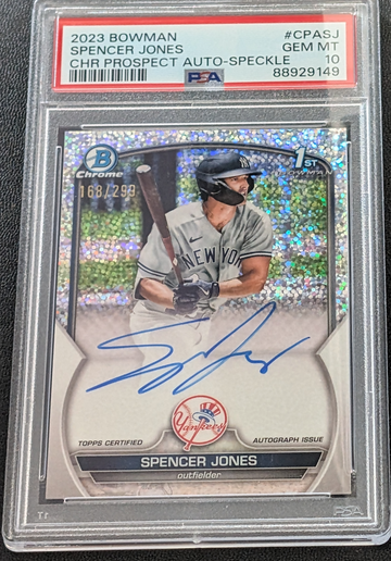 2023 Bowman Chrome Spencer Jones 1st Speckle Auto #/299 PSA 10