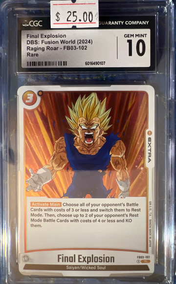 Final Explosion 2024 Bandai DBS Fusion World Raging Roar - FB03-102 Rare CGC 10 Gem Mint