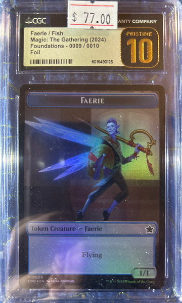 2024 Magic the Gathering Faerie/Fish Foundations T-0009/T-0010 Double Sided Foil CGC 10 Pristine