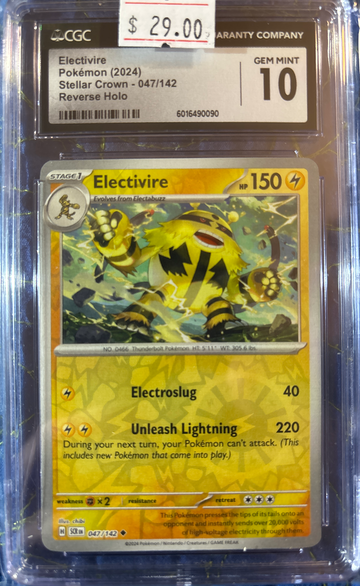 2024 Pokémon Electivire Stellar Crown 047/142 Reverse Holo CGC 10 Gem Mint