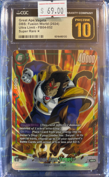 2024 Great Ape Vegeta DBS Fusion World Ultra Limit FB04-052 Super Rare* CGC 10 Pristine