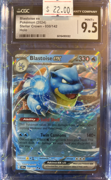 2024 Pokémon Blastoise ex Stellar Crown 030/142 CGC 9.5 Mint+