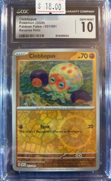 2024 Clobbopus Paldean Fates 051/091 Reverse Holo CGC 10 Gem Mint