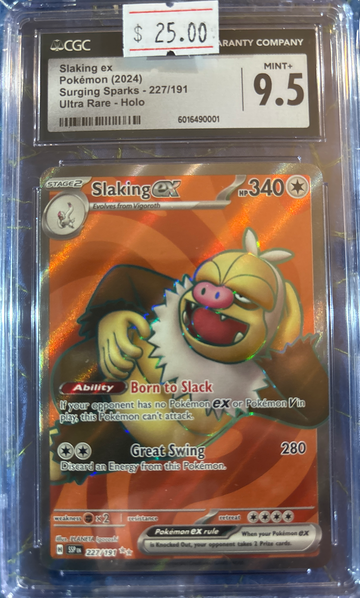 2024 Pokémon Slaking ex Surging Sparks 227/191 Ultra Rare CGC 9.5 Mint+