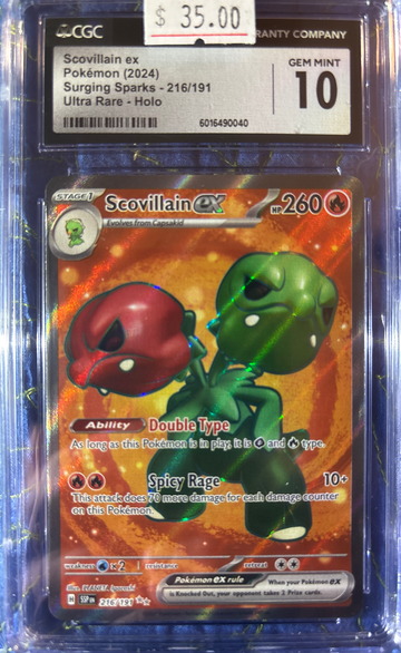2024 Pokémon Scovillain ex Surging Sparks 216/191 Ultra Rare CGC 10 Gem Mint