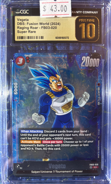 2024 Vegeta DBS Fusion World Raging Roar FB03-020 Super Rare CGC 10 Pristine