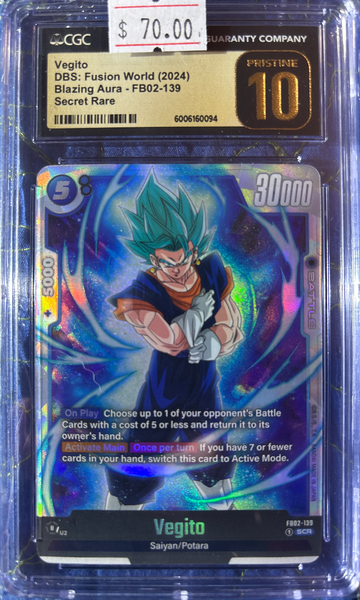 2024 Vegito DBS Fusion World Blazing Aura FB02-139 Secret Rare CGC 10 Pristine
