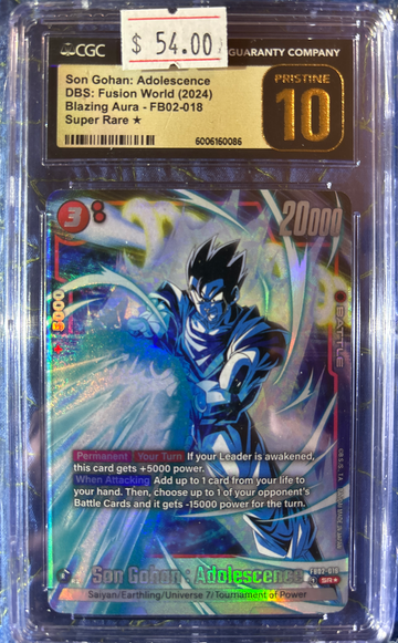 2024 Son Gohan: Adolescence DBS Fusion World Blazing Aura FB02-018 Super Rare* CGC 10 Pristine