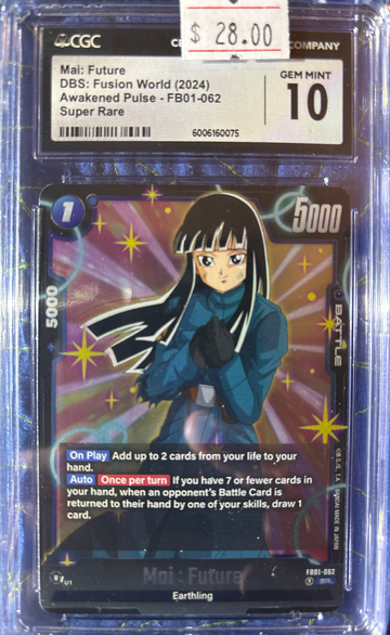 2024 Mai: Future DBS Fusion World Awakened Pulse FB01-062 Super Rare CGC 10 Gem Mint