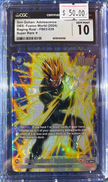 2024 Son Gohan: Adolescence DBS Fusion World Raging Roar FB03-039 Super Rare* CGC 10 Gem Mint
