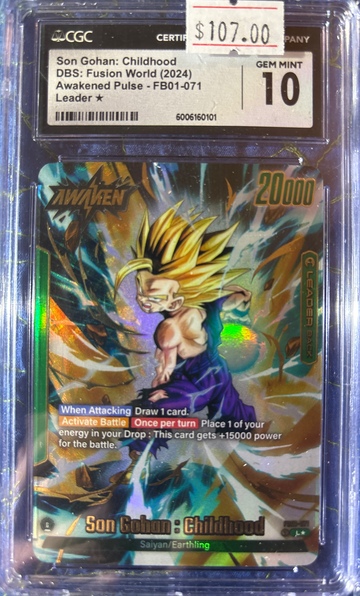 2024 Son Gohan: Childhood (Ascension) DBS Fusion World Awakened Pulse FB01-071 Leader* CGC 10 Gem Mint