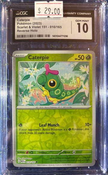 2023 Pokémon Caterpie S&V 151 010/165 Reverse Holo CGC 10 Gem Mint