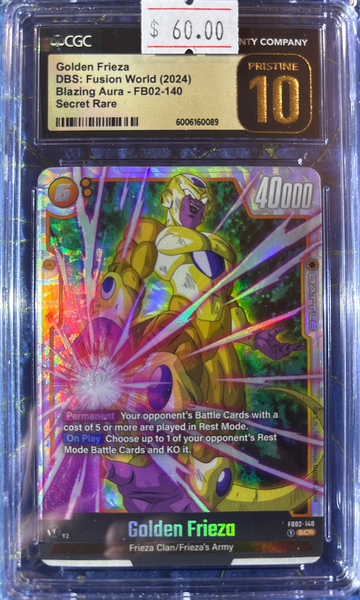 2024 Golden Frieza DBS Fusion World Blazing Aura FB02-140 Secret Rare CGC 10 Pristine
