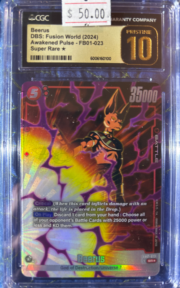 2024 Beerus DBS Fusion World Awakened Pulse FB01-023 Super Rare* CGC 10 Pristine