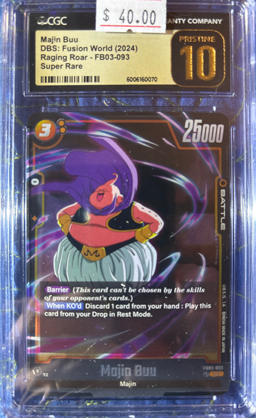 2024 Majin Buu DBS Fusion World Raging Roar FB03-093 Super Rare CGC 10 Gem Mint