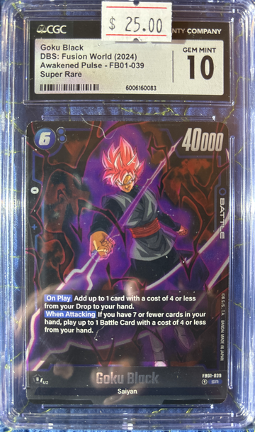 2024 Goku Black DBS Fusion World Awakened Pulse FB01-039 Super Rare CGC 10 Gem Mint
