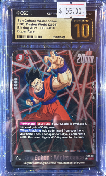 2024 Son Gohan: Adolescence DBS Fusion World Blazing Aura FB02-018 Super Rare CGC 10 Pristine
