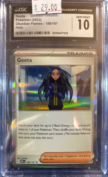2023 Pokémon Geeta Obsidian Flames 188/197 Holo CGC 10 Gem Mint