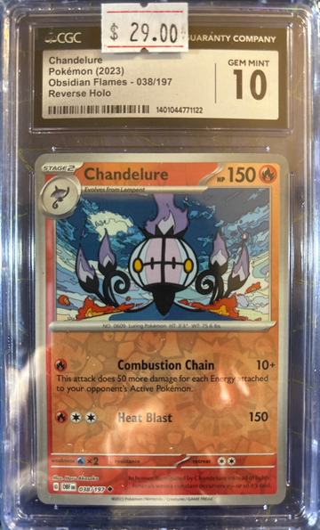 2023 Pokémon Chandelure Obsidian Flames 038/197 Reverse Holo CGC 10 Gem Mint