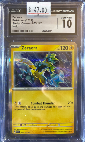 2024 Pokémon Zeraora Stellar Crown 055/142 Holo CGC 10 Gem Mint
