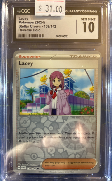 2024 Pokémon Lacey Stellar Crown 139/142 Reverse Holo CGC 10 Gem Mint