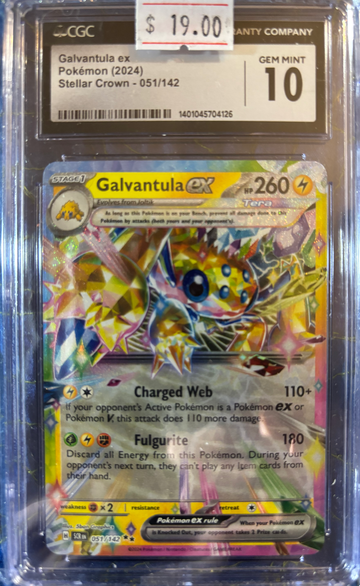 2024 Pokémon Galvantula ex Stellar Crown 051/142 CGC 10 Gem Mint