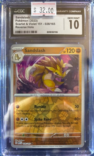 2023 Pokémon Sandslash S&V 151 028/165 Reverse Holo CGC 10 Gem Mint