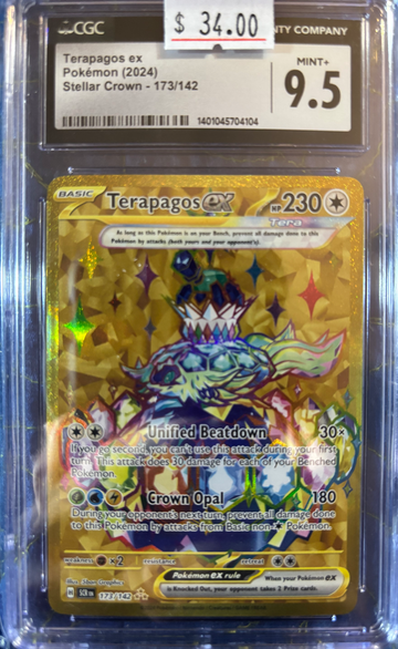 2024 Pokémon Terapagos ex Stellar Crown 173/142 Hyper Rare CGC 9.5 Mint+
