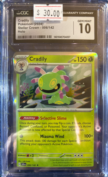 2024 Pokémon Cradily Stellar Crown 006/142 Holo CGC 10 Gem Mint