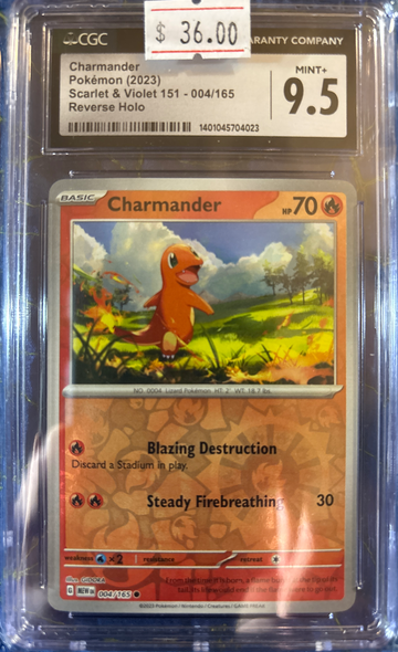 2023 Pokémon Charmander S&V 151 004/165 Reverse Holo CGC 9.5 Mint+