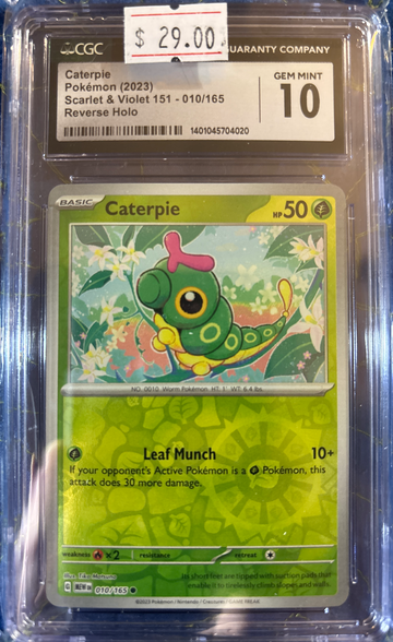 2023 Pokémon Caterpie S&V 151 010/165 Reverse Holo CGC 10 Gem Mint