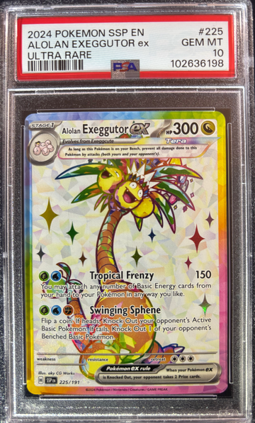 2024 Pokémon Alolan Exeggutor ex Surging Sparks 225/191 PSA 10 Gem Mint