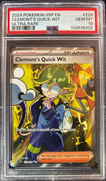 2024 Pokémon Clement’s Quick Wit Surging Sparks 229/191 PSA 10 Gem Mint 