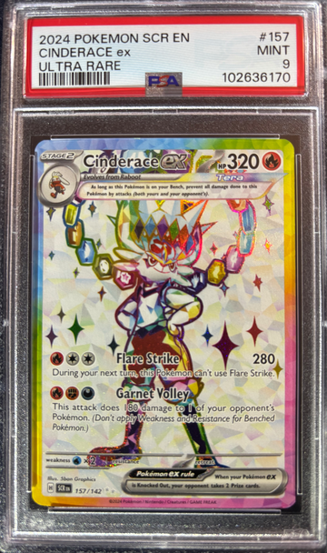 2024 Pokémon Cinderace ex Stellar Crown 157/142 PSA 9 Mint