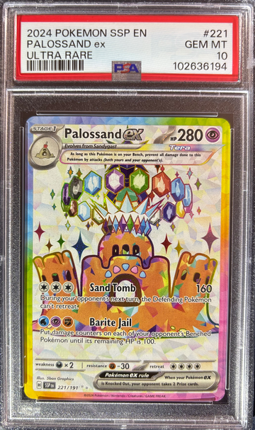 2024 Pokémon Palossand ex Surging Sparks 221/191 PSA 10 Gem Mint 