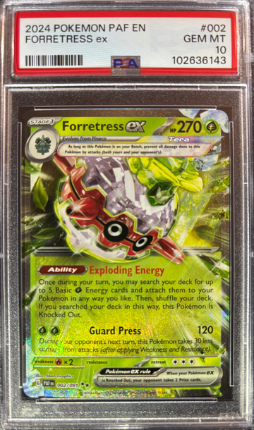 2024 Pokémon Forretress ex Paldean Fates 002/091 PSA 10 Gem Mint 
