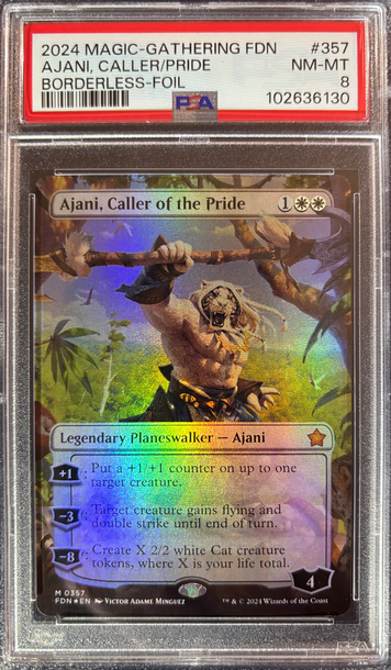2024 Magic the Gathering Ajani, Caller of the Pride Foundations M0357 PSA 8 NM/MT