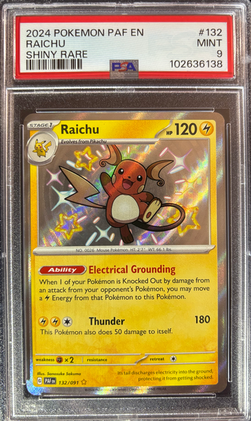 2024 Pokémon Shiny Raichu Paldean Fates 172/091 PSA 9 Mint 