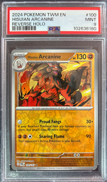2024 Pokémon Hisuian Arcanine Twilight Masquerade 100/167 PSA 9 Mint