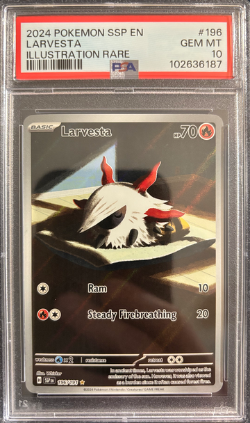 2024 Pokémon Larvesta Surging Sparks 196/191 PSA 10 Gem Mint