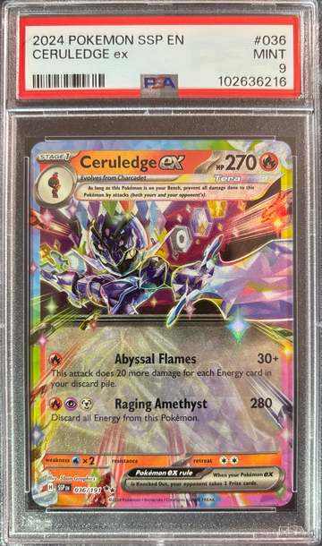 2024 Pokémon Ceruledge ex Surging Sparks 036/191 PSA 9 Mint 