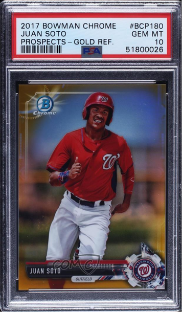 2017 Bowman Chrome Prospects Juan Soto Gold Refractor /50 PSA 10