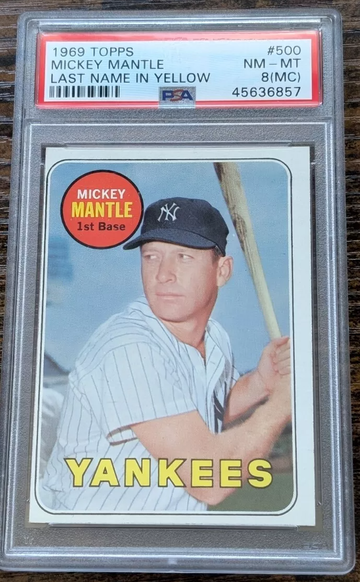 Mickey Mantle 1969 Topps #500 PSA 8 (MC) 🟡Yellow Name💎 Vintage Yankees