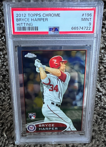 2012 Topps Chrome BRYCE HARPER Hitting #196 Rookie RC PSA 9 (MINT)