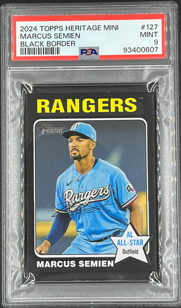 2024 Topps Heritage Mini Marcus Semien Black Border /50 PSA 9