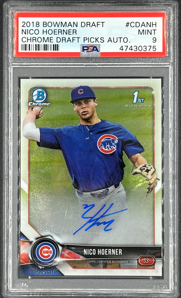 2018 Bowman Draft Nico Hoerner Chrome Draft prospects auto PSA 9