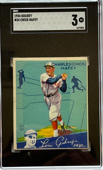 1934 Goudey # 34 Charles (Chick) Hafey SGC 3